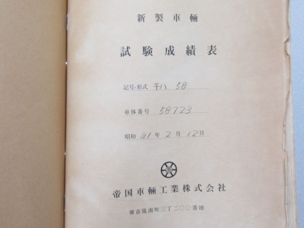気動車車体履歴簿「キハ 58-723」(⇒ キハ 58-7004)