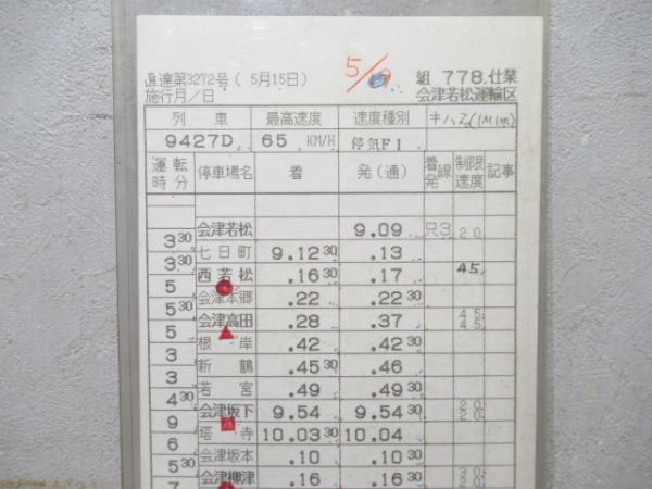 会津若松運輸区只見線　778仕業揃い　通票入り