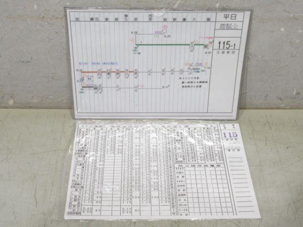 電車運転士行路表 西武池袋線 115行路 揃い