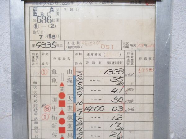 奈良区　臨BC第536仕業揃い「D51」通票入り