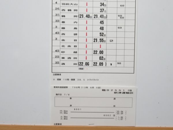 新津運輸区 臨B2551行路 揃い (寝台特急 トワイライトエクスプレス)