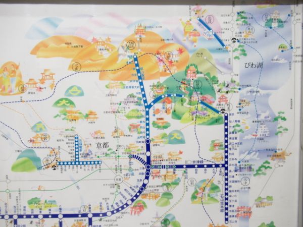 京阪車内沿線案内図　アルミ枠付き