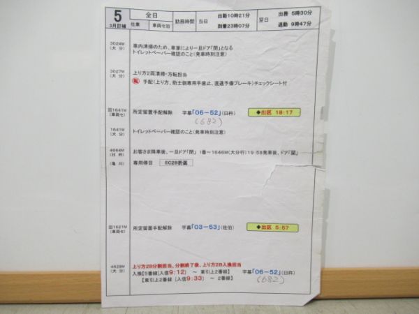 大分乗務センター　1組5行路揃い「特急ソニック」入り