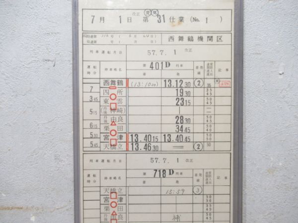 西舞鶴機関区　変気31仕業　通票表示入り