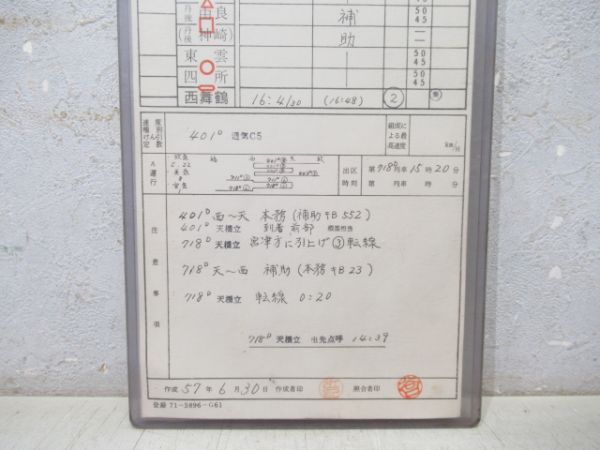 西舞鶴機関区　変気31仕業　通票表示入り