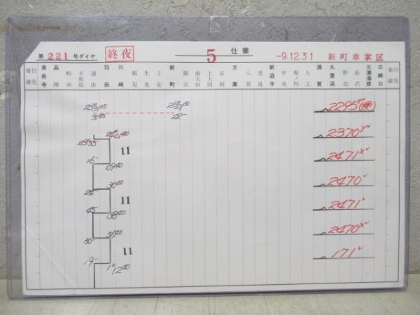 新町車掌区運転士仕業表揃い