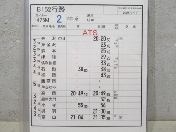 あいの風とやま鉄道 B152行路 揃い