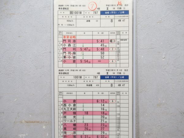 博多運転区 58行路 (特急 有明)