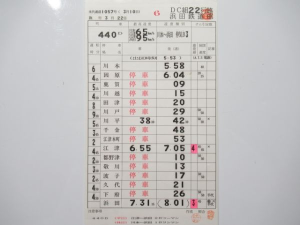 浜田鉄道部 DC22行路 揃い (三江線 廃線)