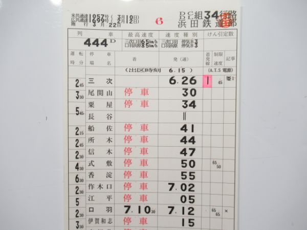 浜田鉄道部 DC/DL34行路 揃い (三江線 廃線)